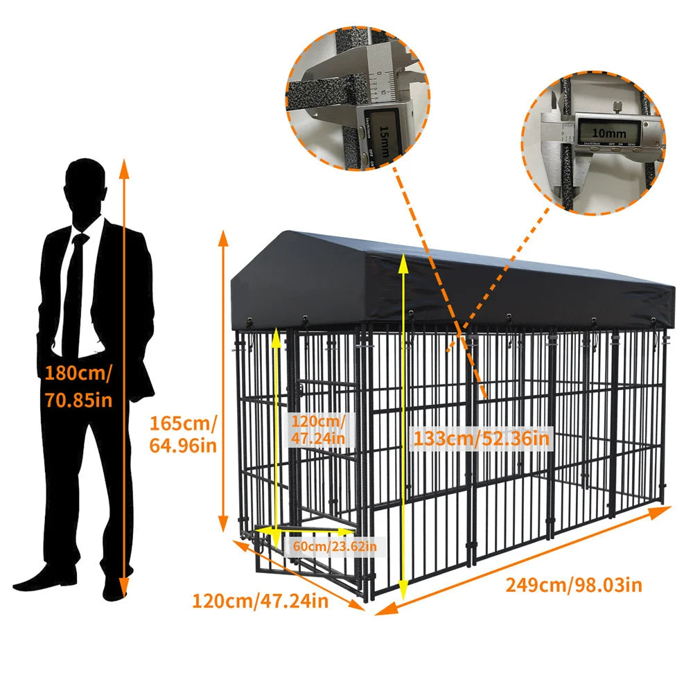 Heavy Duty Large Dog Kennel with Roof Cover