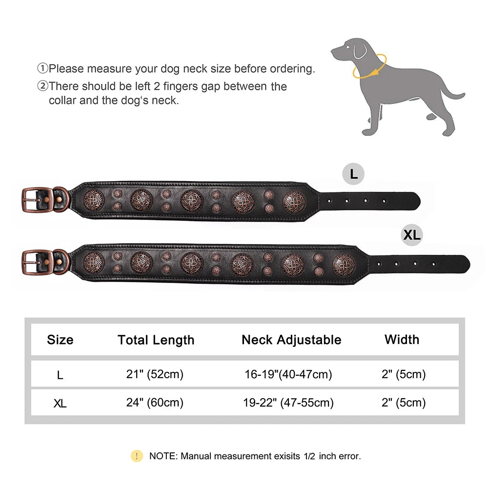 Genuine Leather Dog Collar Cool Spiked Studded for Medium Dogs