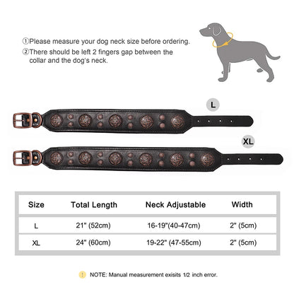 Genuine Leather Dog Collar Cool Spiked Studded for Medium Dogs