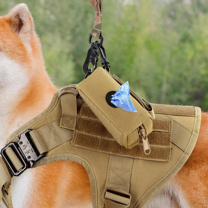 3pcs Dog Collar and Leash Set with Poop Bag Holder: Tactical Nylon Heavy Duty