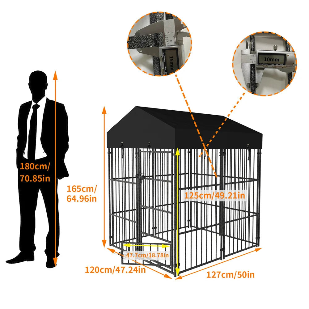 Heavy Duty Large Dog Kennel with Roof Cover