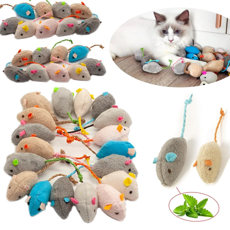 Rattle Cat Mouse Toys Catnip Faux Fur