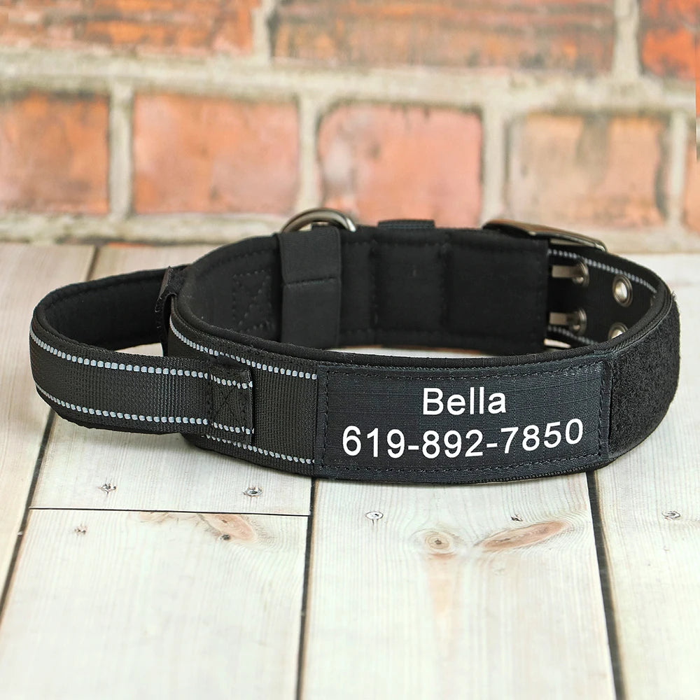 Custom Military Grade Nylon Dog Collar Personalized Tactical for Medium Large Dogs