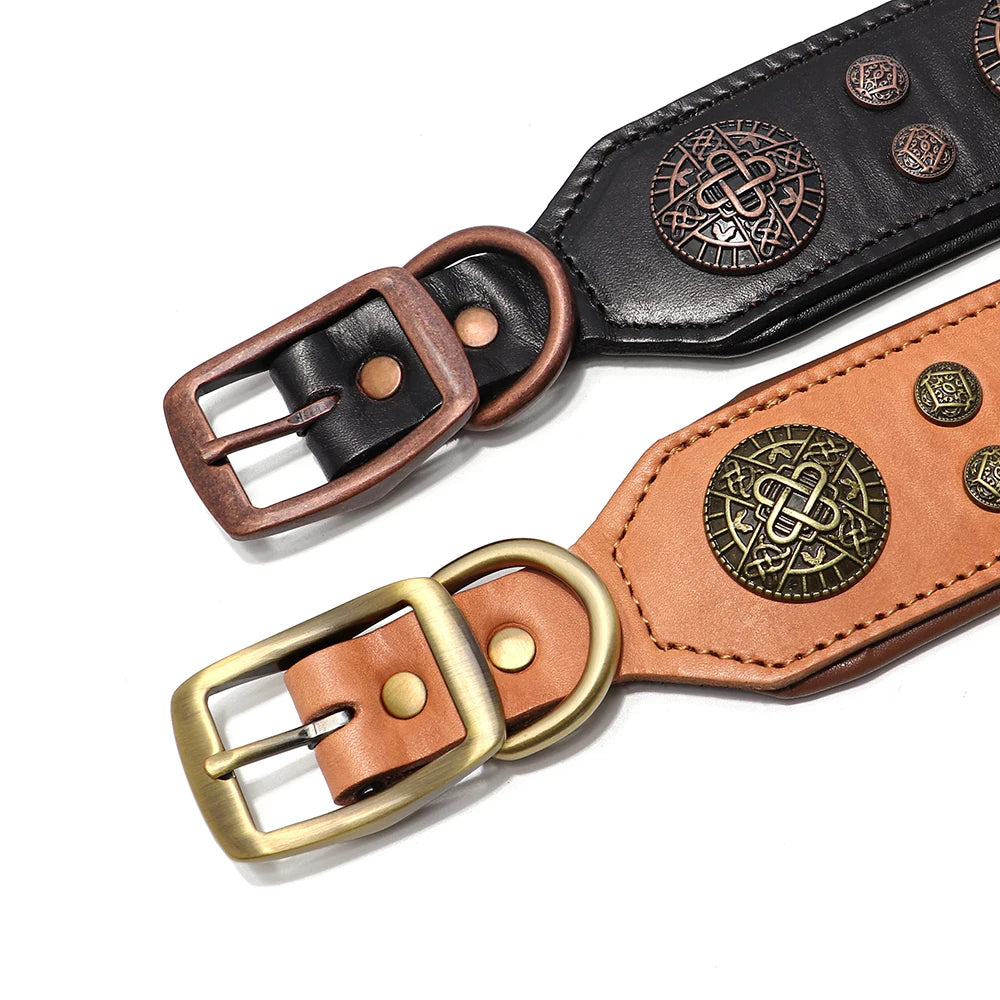 Genuine Leather Dog Collar Cool Spiked Studded for Medium Dogs
