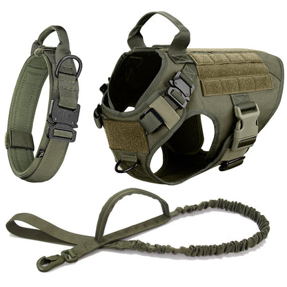Tactical Harness, Leash and Collar Training Set for Large Medium Dog