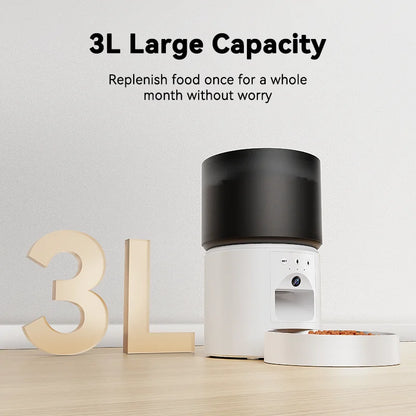 3L ROJECO Automatic Remote Control Cat Food Dispenser With Video Camera