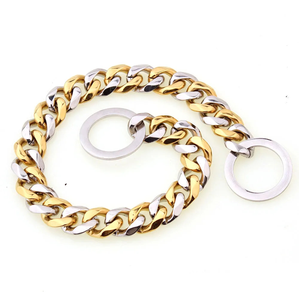 Stainless Steel Dog Chain Collar Cuban Link Training Slip Chain