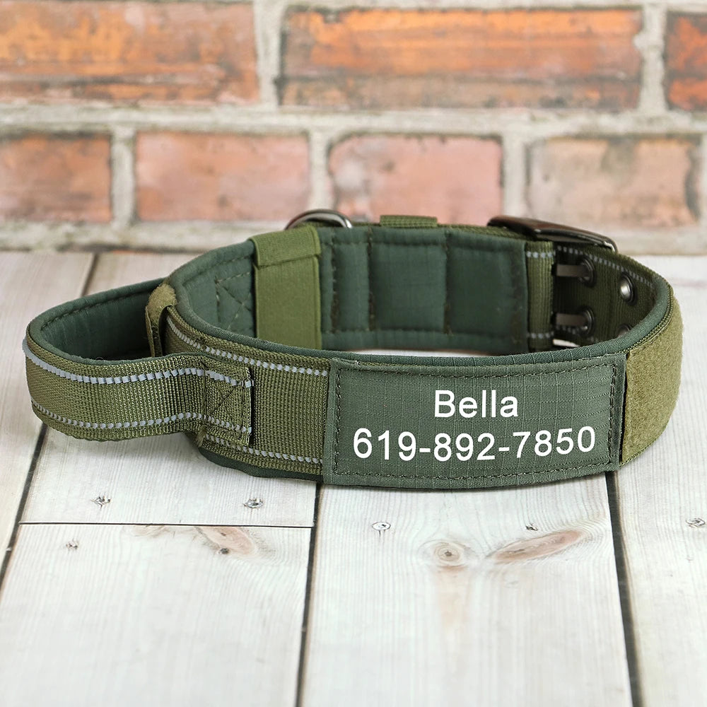 Custom Military Grade Nylon Dog Collar Personalized Tactical for Medium Large Dogs