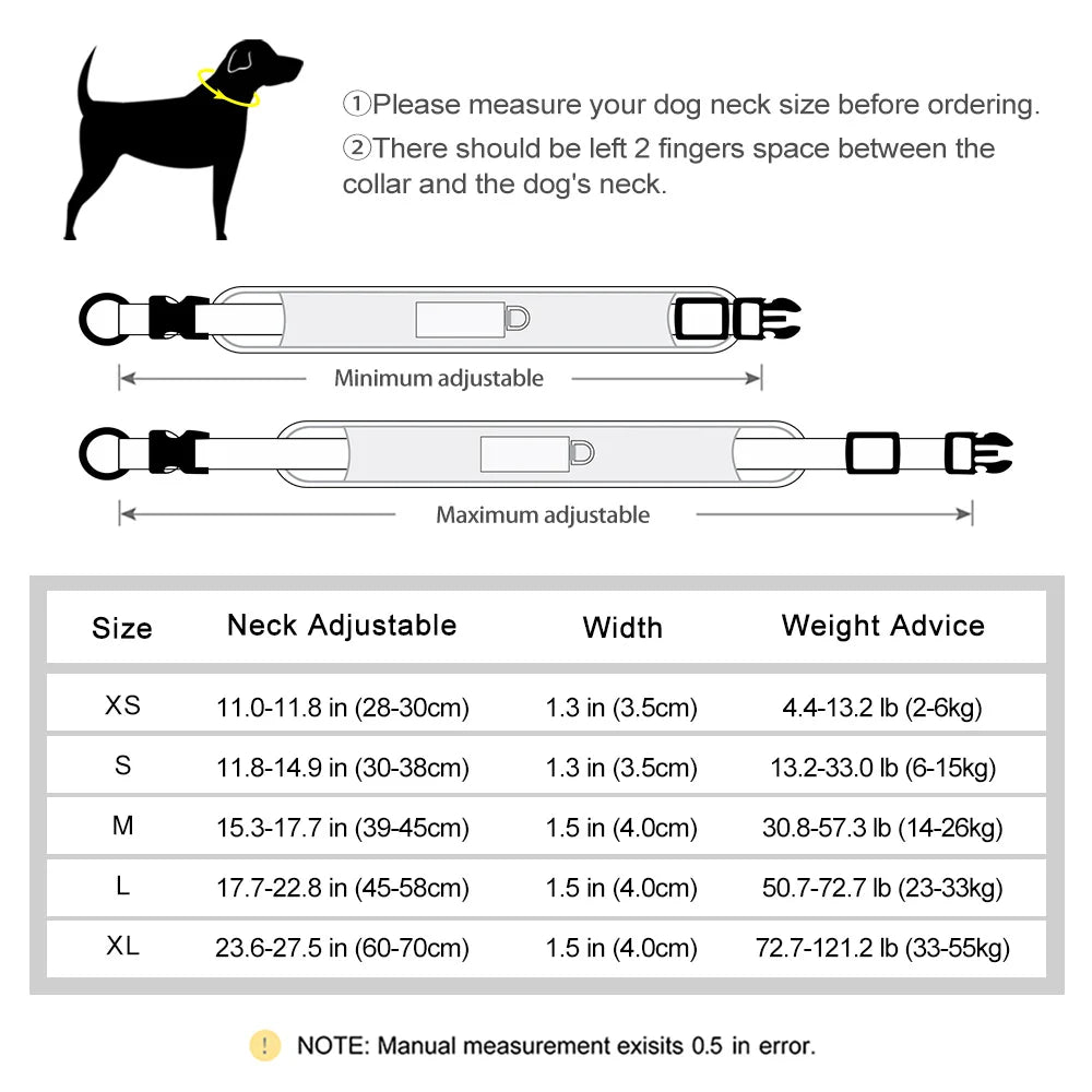 Mesh Breathable Personalised Dog Collar For Small Medium Large Dogs