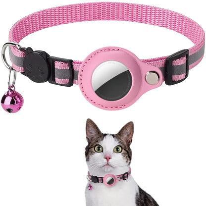 Airtag holder cat collar adjustable reflective necklace with Bell