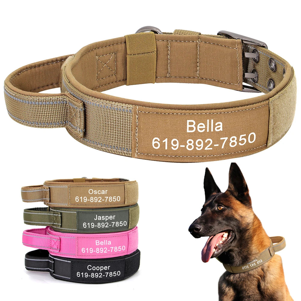 Custom Military Grade Nylon Dog Collar Personalized Tactical for Medium Large Dogs