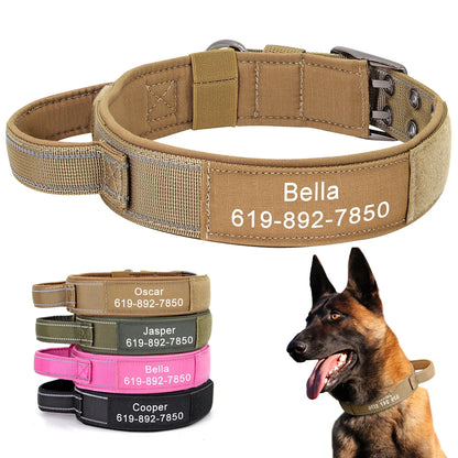 Custom Military Grade Nylon Dog Collar Personalized Tactical for Medium Large Dogs