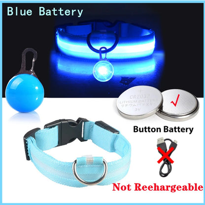 Glowing Led Light Dog Collar With Detachable Pendant Usb Charging