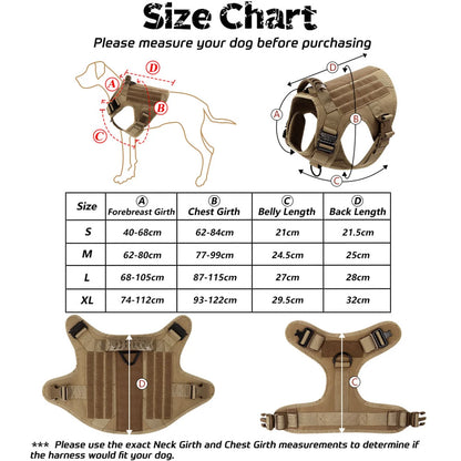 Military Large Dog Tactical Harness Training Pet Vest