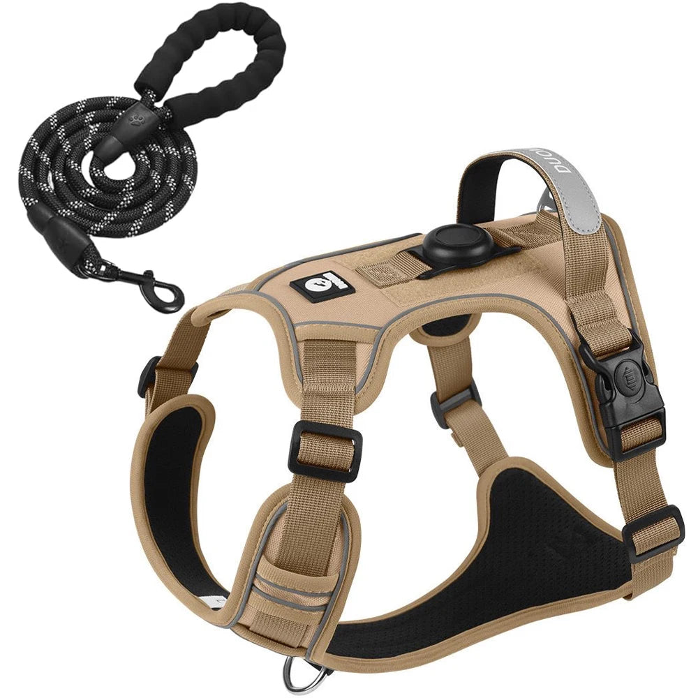 Dog Harness and Leash Set with Airtag Holder