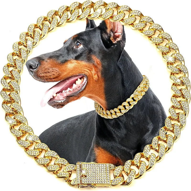 Pet Jewelry Necklace: Luxury Chain Collar For Small Medium Large Dogs and Cats