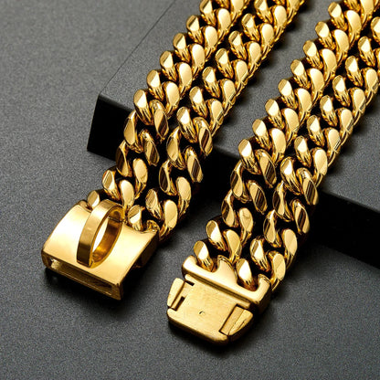 Strong Dog Chain Collar Gold Stainless Steel For Medium Large Dogs