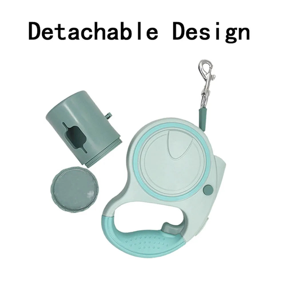 Dog Leash With Led Lights and Poo Bag Holder Retractable 5M Rope