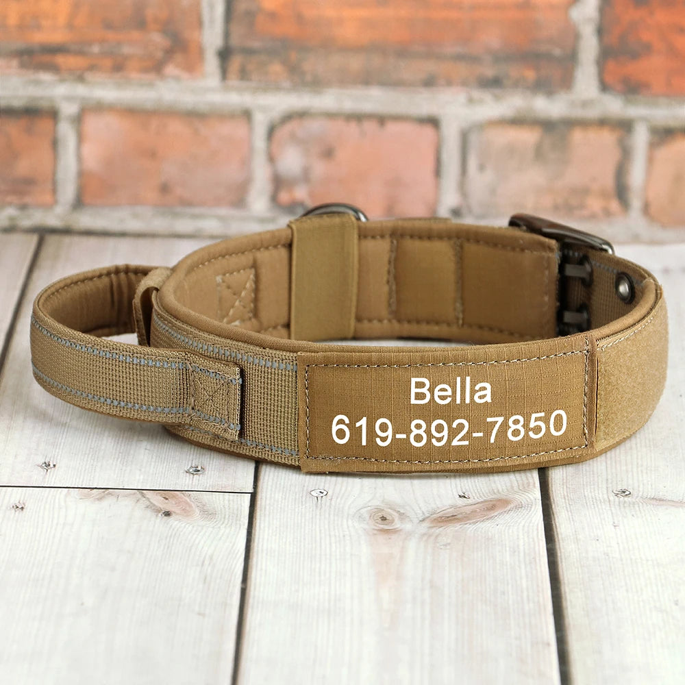 Custom Military Grade Nylon Dog Collar Personalized Tactical for Medium Large Dogs