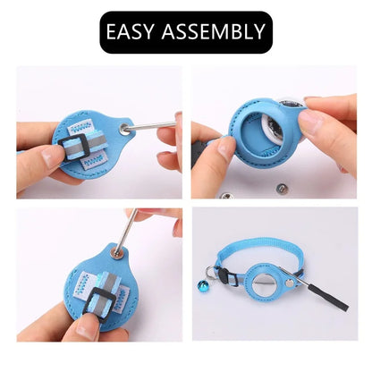 Airtag holder cat collar adjustable reflective necklace with Bell