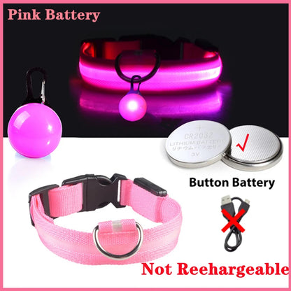 Glowing Led Light Dog Collar With Detachable Pendant Usb Charging