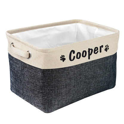 Personalized Pet Toy Storage Basket Foldable Box with Custom Name