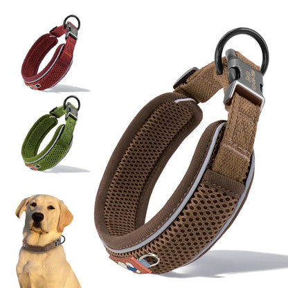 Mesh Breathable Personalised Dog Collar For Small Medium Large Dogs