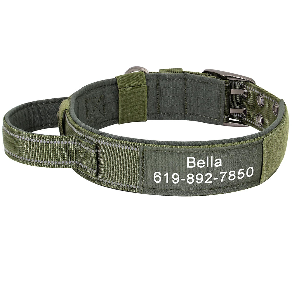 Custom Military Grade Nylon Dog Collar Personalized Tactical for Medium Large Dogs