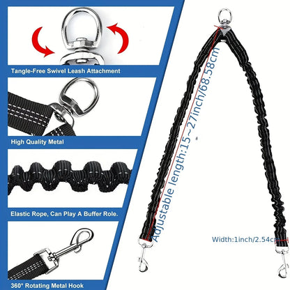 Pet Dog Double Leashes Elastic Extendable for Small Medium Dog