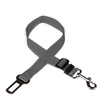 Gray colour dog car seat belt with lead clip 
