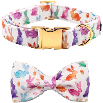Paws Easter Dog Cat Collar with Bowtie for Large Medium Small Dog