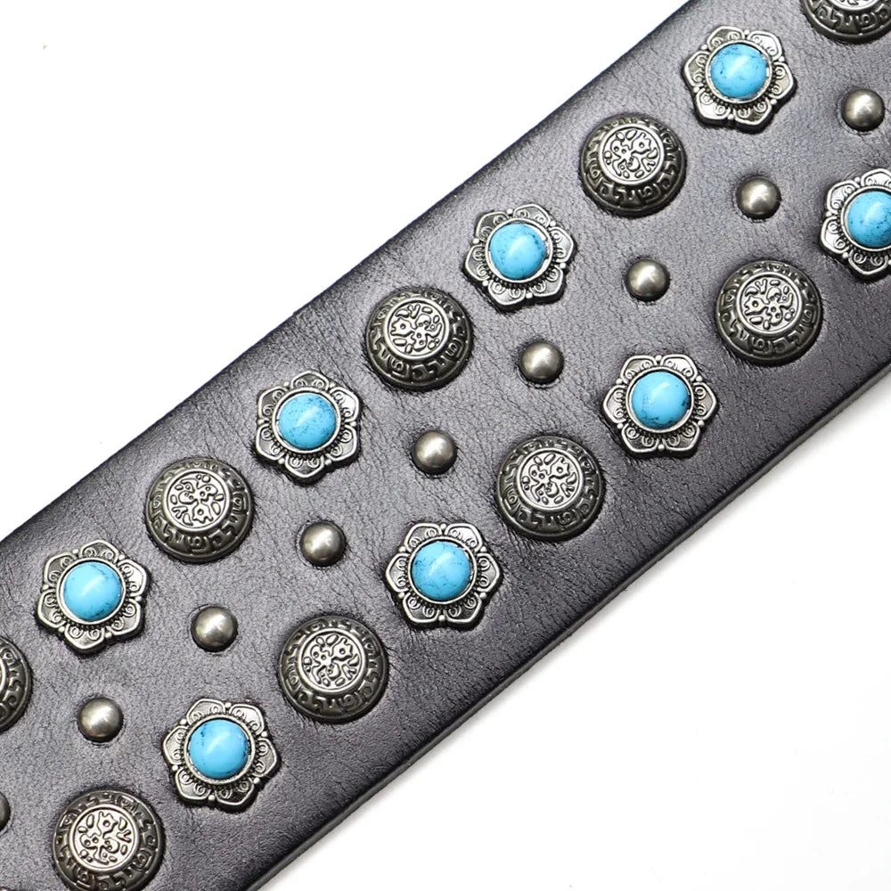 Original Leather Dog Collar 2inch Wide Luxury Riveted Necklace for Medium Large Dogs