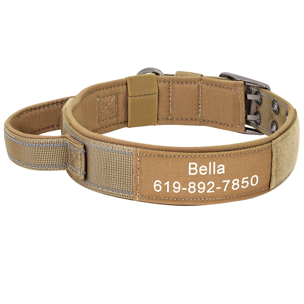 Custom Military Grade Nylon Dog Collar Personalized Tactical for Medium Large Dogs
