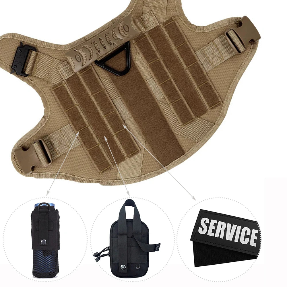 Large or Medium Dog Harness and Leash Set: Military Grade Tactical Harness