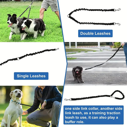 Pet Dog Double Leashes Elastic Extendable for Small Medium Dog