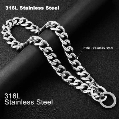 Stainless Steel Dog Chain Collar Cuban Link Training Slip Chain