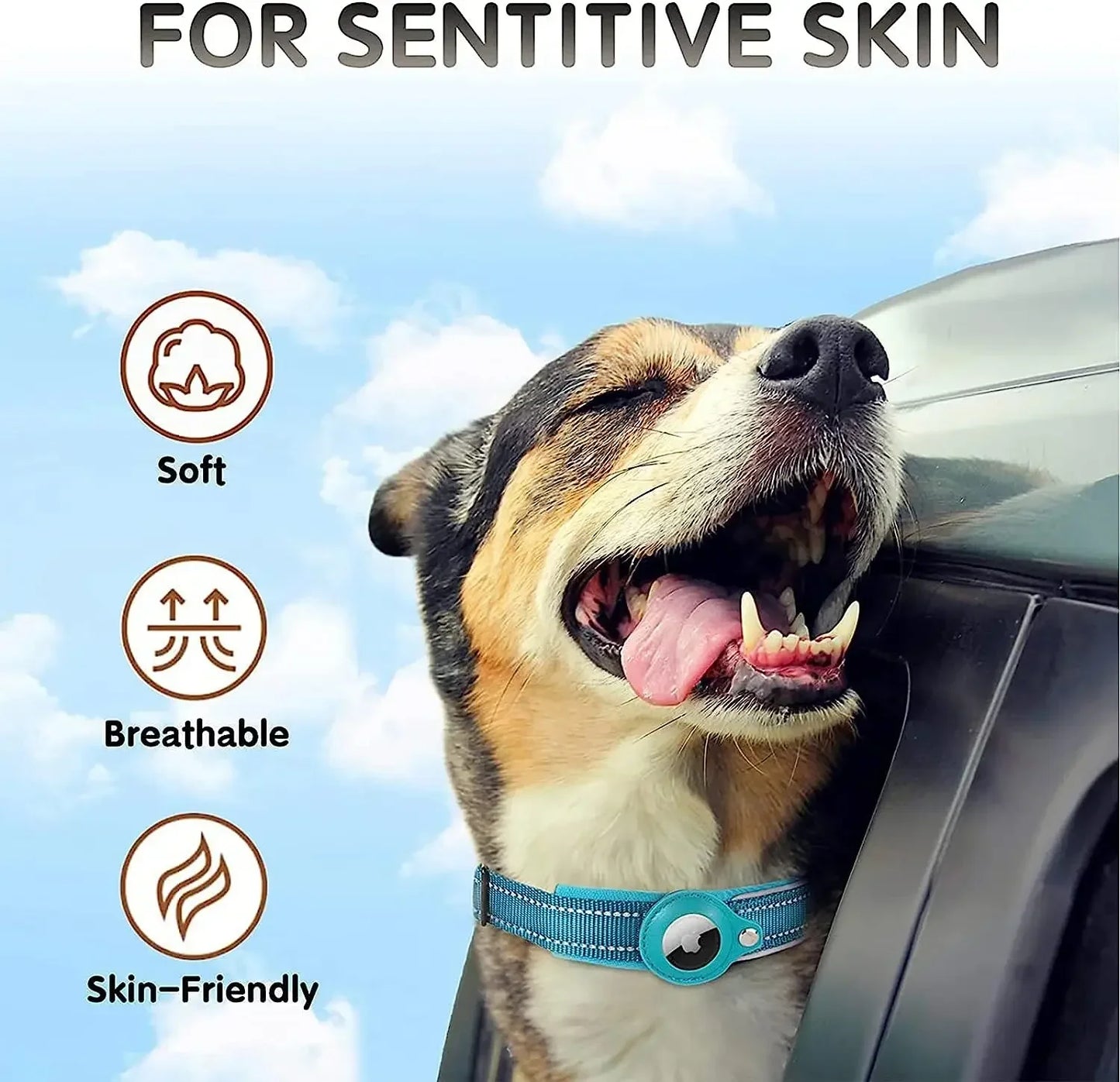 Apple Airtag Pet Dog Collar Anti-Lost Reflective WaterProof