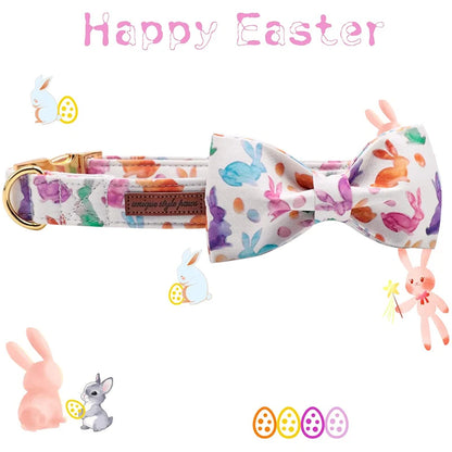 Paws Easter Dog Cat Collar with Bowtie for Large Medium Small Dog