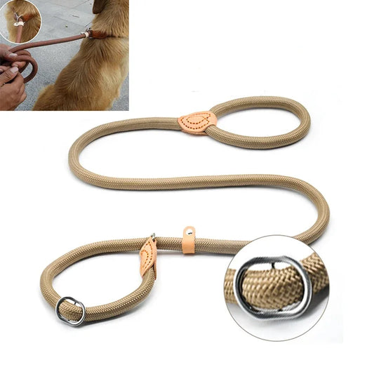 Dog Walking Leash Slip Rope: Heavy Duty Braided Rope Adjustable Loop Collar