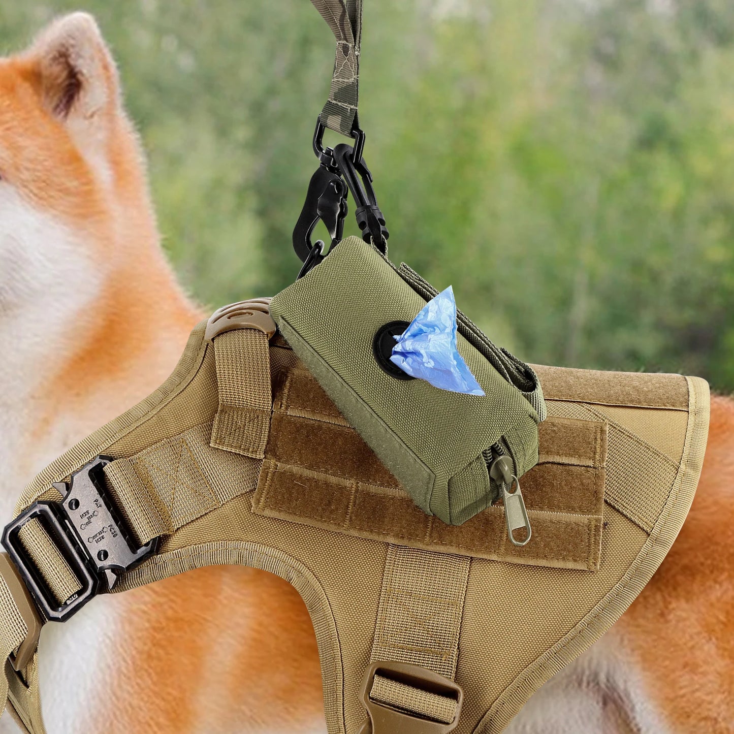 Dog Poop Bag Holder 1680D Nylon Oxford with Carabiner Clip