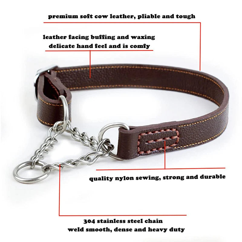 Martingale Leather Collar No Pull Anti-Escape Training Dog Collar