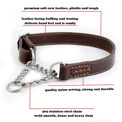 Martingale Leather Collar No Pull Anti-Escape Training Dog Collar