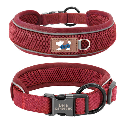 Mesh Breathable Personalised Dog Collar For Small Medium Large Dogs