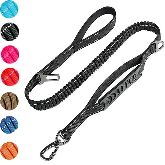 Reflective Nylon Multi-functional Retractable Dog Leash with Car Safety Buckle