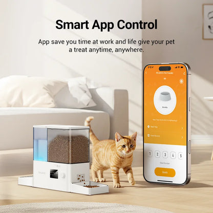 8.5L Automatic Pet Feeder With Gravity Water Fountain 2-in-1 WiFi Remote Control
