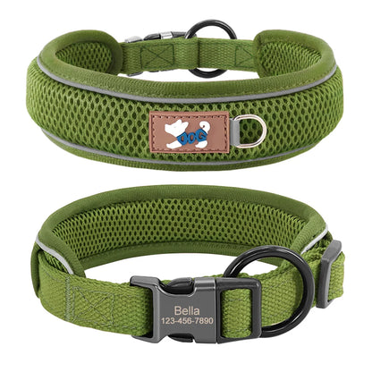 Mesh Breathable Personalised Dog Collar For Small Medium Large Dogs