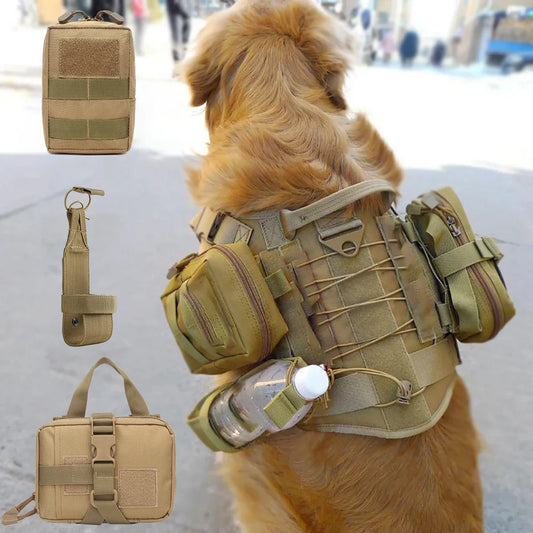 3Pcs Dog Tactical Bags Attaching on Harness Vest