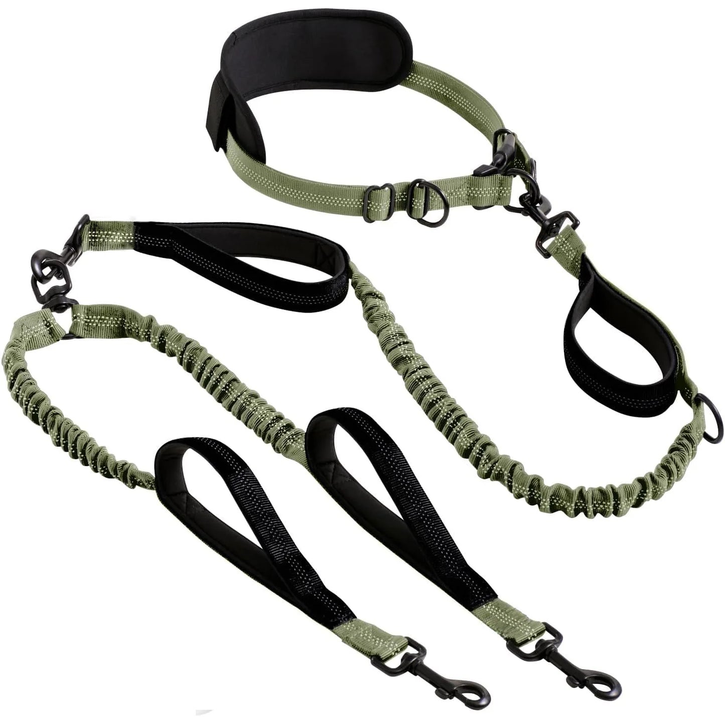 Dual Leads Hands Free Shock Absorbing Dog Leash