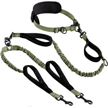 Dual Leads Hands Free Shock Absorbing Dog Leash