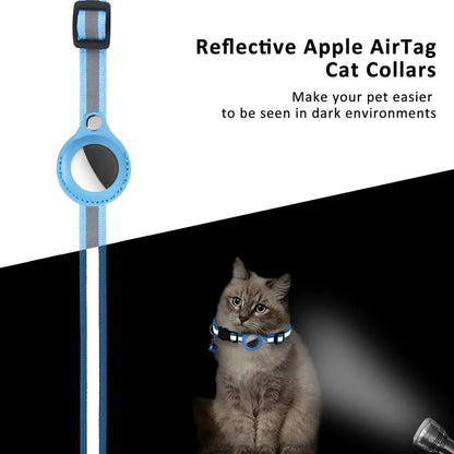 Airtag holder cat collar adjustable reflective necklace with Bell